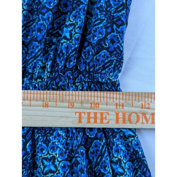 Mossimo Supply Co. Womens Blue Patterned V Neck Sleeveless Romper X-Small - Picture 5 of 10